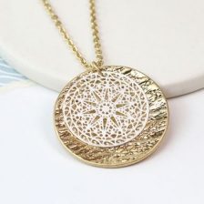 Silver and gold plated decorative disc necklace by Peace of Mind